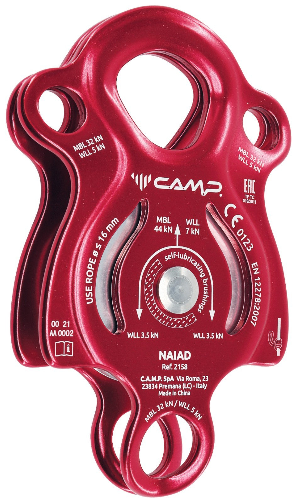 Camp 2158 Naiad Climbing / Lifting Pulley - Red