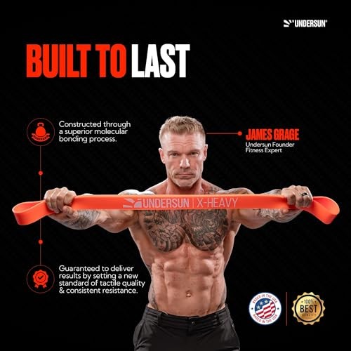 Undersun Resistance Band Set of 2 Orange Heavy & X-Heavy Loop Home Gym Bands