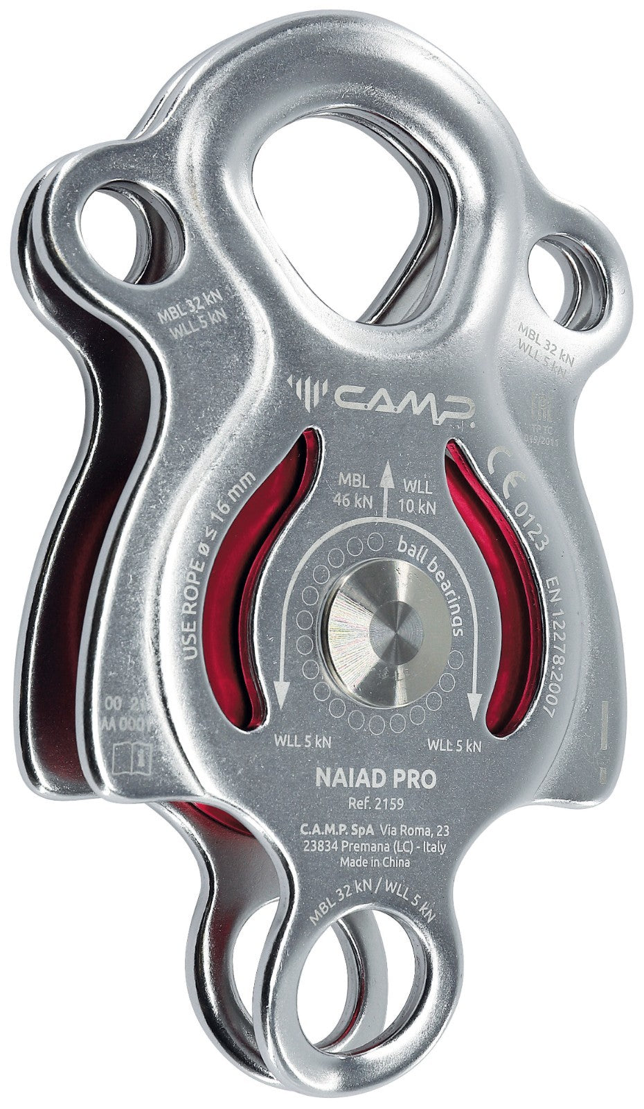 Camp 2159 Naiad Pro Climbing / Lifting Pulley - Silver