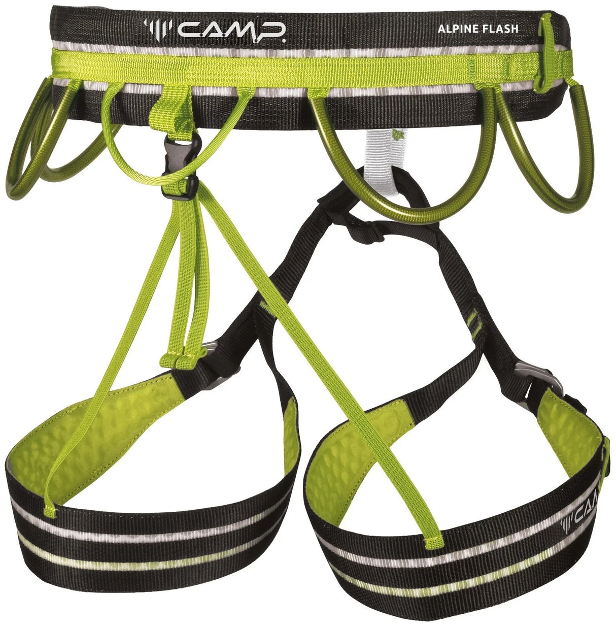 Camp Alpine Flash Black / Green Climbing Harness - Choose Size