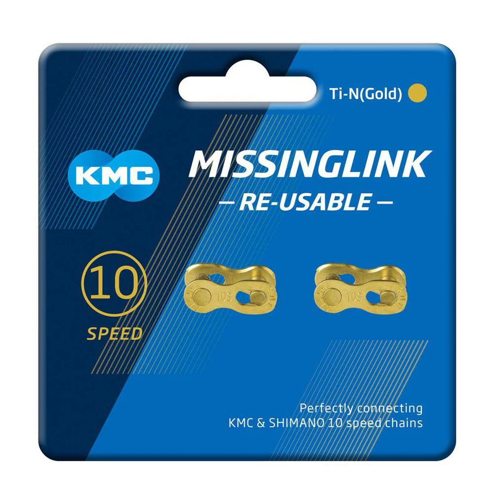 KMC Missing link Re-usable Ti-N 10 Speed Chain Connectors - Gold - Pack of 2 - Sportandleisure.com