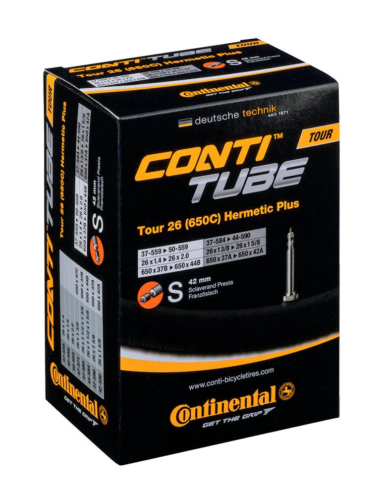 Continental Tour 26 x 1.40 (650C) Hermetic Plus Presta Valve Inner Tube - 42 mm - Sportandleisure.com
