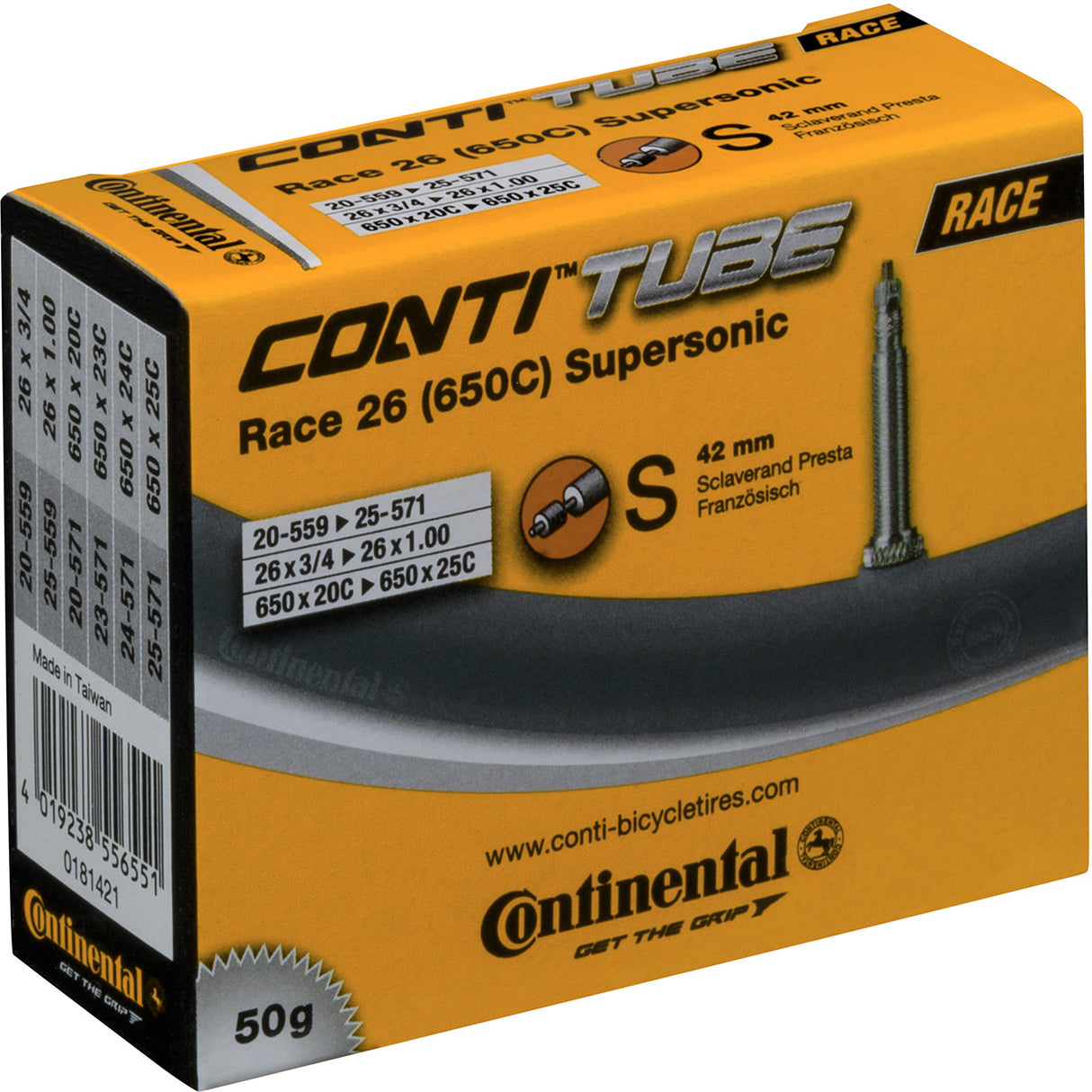 Continental Race 26 x 1.0 Supersonic Presta Valve Inner Tube - Sportandleisure.com