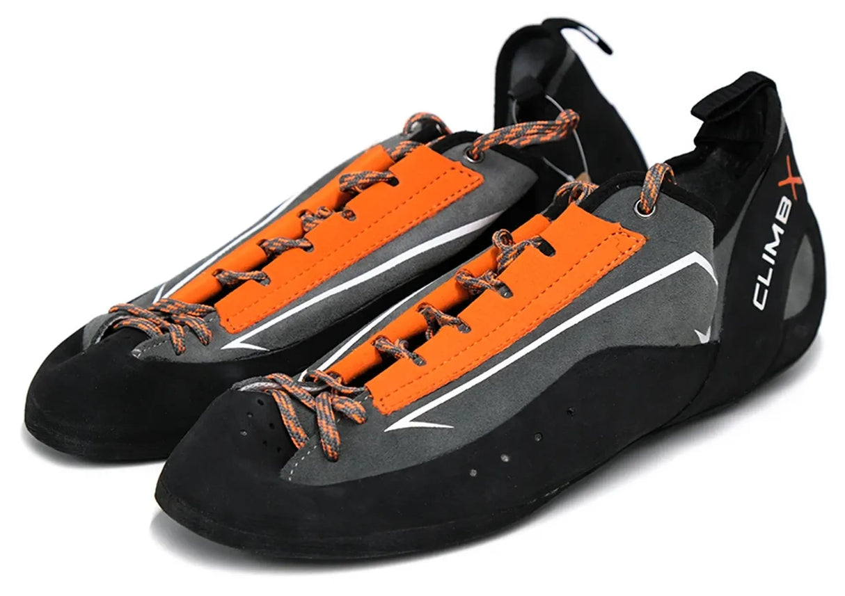 ClimbX Crush Lace Climbing Shoes - Grey/Orange - Sportandleisure.com