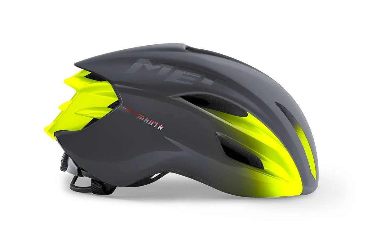 Met Manta Road Bike Helmet - Gray Fluo Yellow - Small - Sportandleisure.com