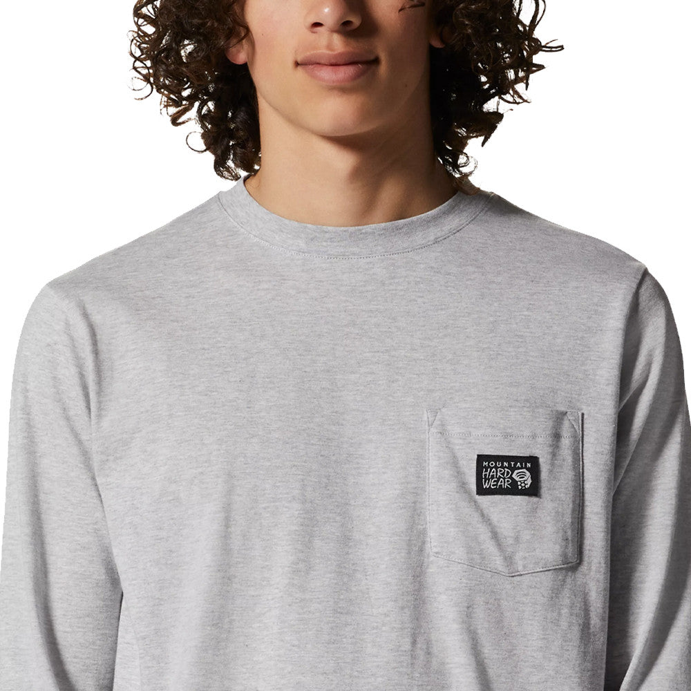 Mountain Hardwear MHW Logo Label Long Sleeve Pocket Top - Hardwear Grey Heather - Sportandleisure.com