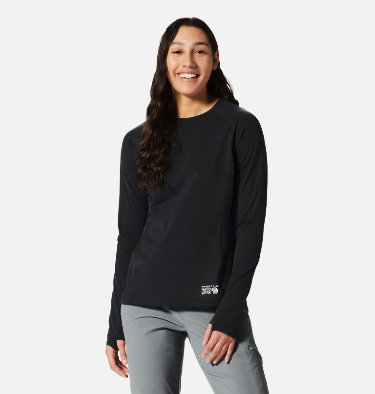 Mountain Hardwear Women's Mountain Stretch Long Sleeve Crew Shirt - Black - Sportandleisure.com