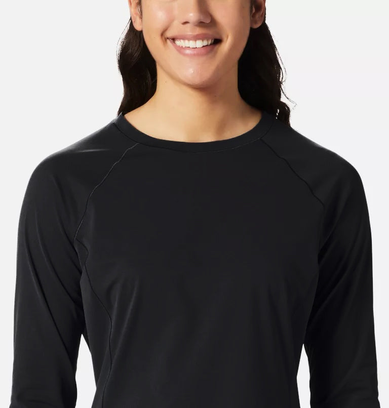 Mountain Hardwear Women's Mountain Stretch Long Sleeve Crew Shirt - Black - Sportandleisure.com