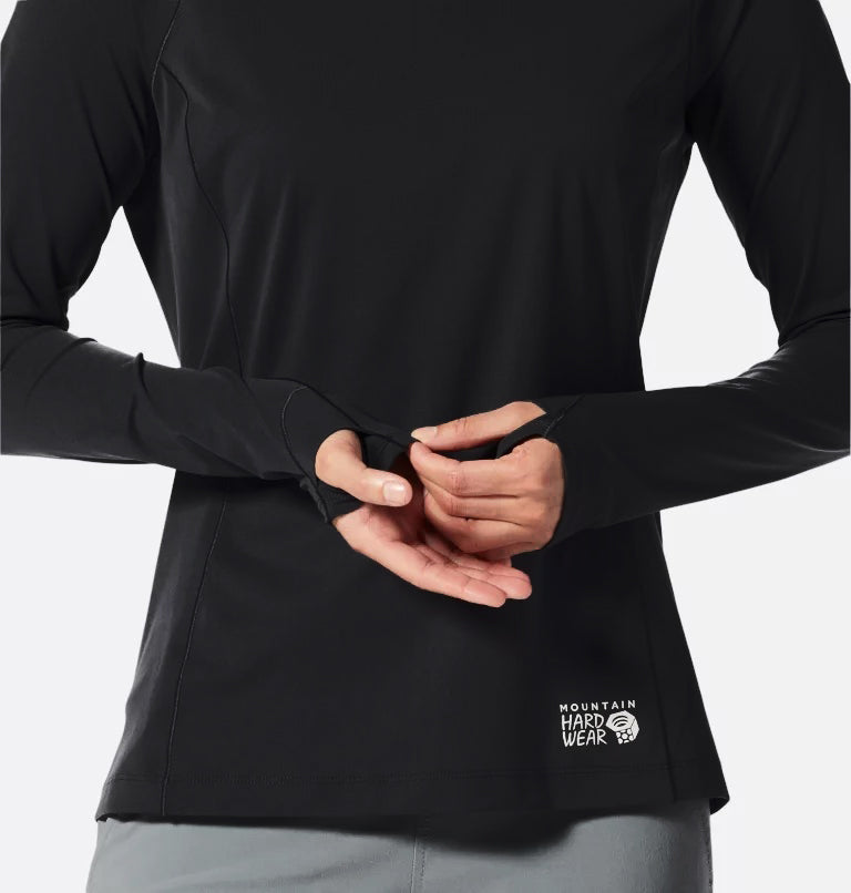 Mountain Hardwear Women's Mountain Stretch Long Sleeve Crew Shirt - Black - Sportandleisure.com