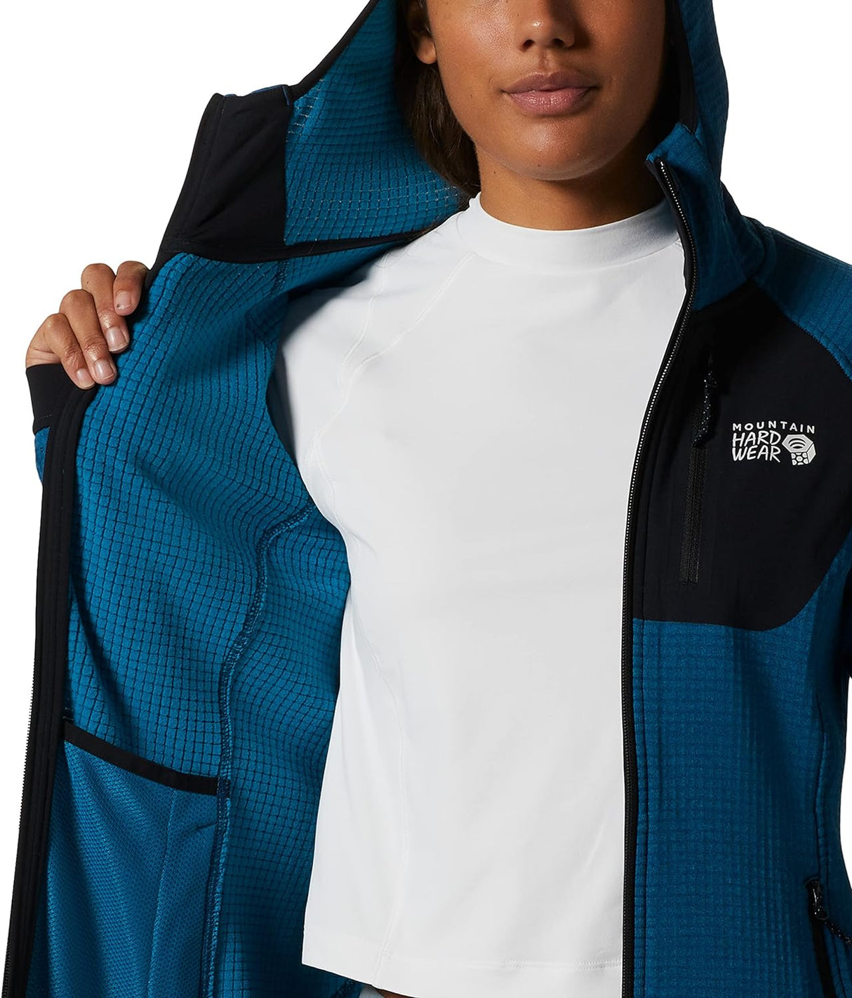 Mountain Hardware Women's Polartec Power Grid Full Zip Hoody - Vinson Blue - Sportandleisure.com