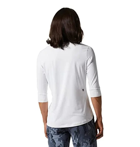 Mountain Hardwear Women's Crater Lake 3/4 Crew T-shirt - Fogbank - Small - Sportandleisure.com