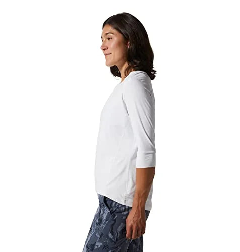 Mountain Hardwear Women's Crater Lake 3/4 Crew T-shirt - Fogbank - Small - Sportandleisure.com