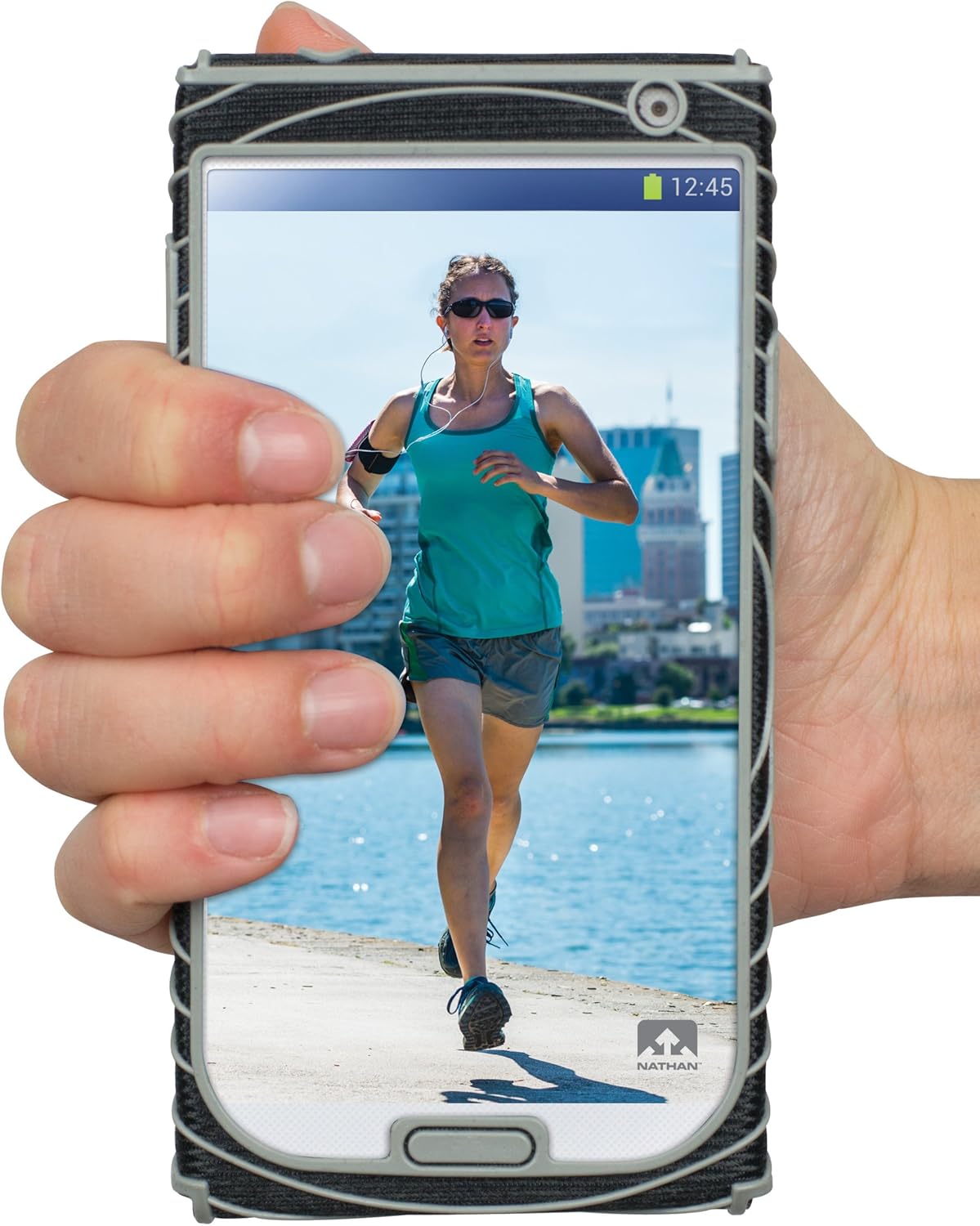 Nathan SonicGrip Hand Strap Phone Holder for Samsung Galaxy 4 - Black/Silver - Sportandleisure.com