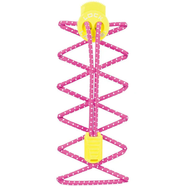 Nathan Reflective Lock Shoe Laces - Floro Fuchsia/Celeste Yellow - Sportandleisure.com
