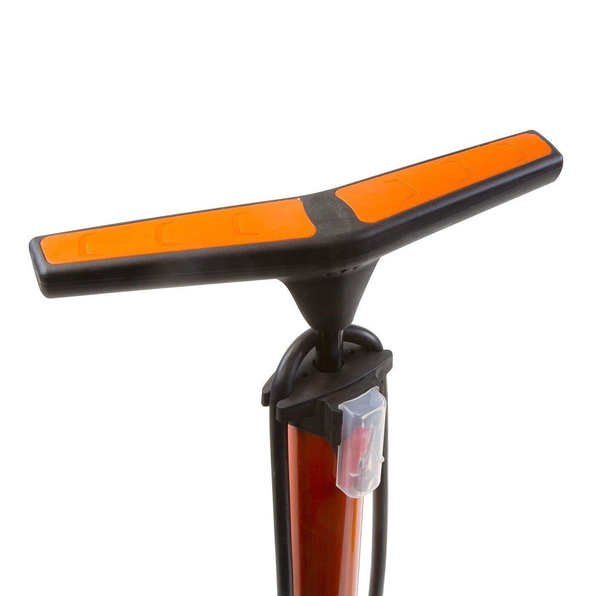 Clarks Bicycle Track Pump With Pressure Gauge - Orange - Alloy Body - Dual Head - Sportandleisure.com