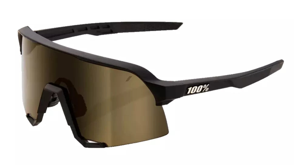 100% S3 Soft Tact Black Cycling Glasses - Soft Gold Mirror Lens - Sportandleisure.com