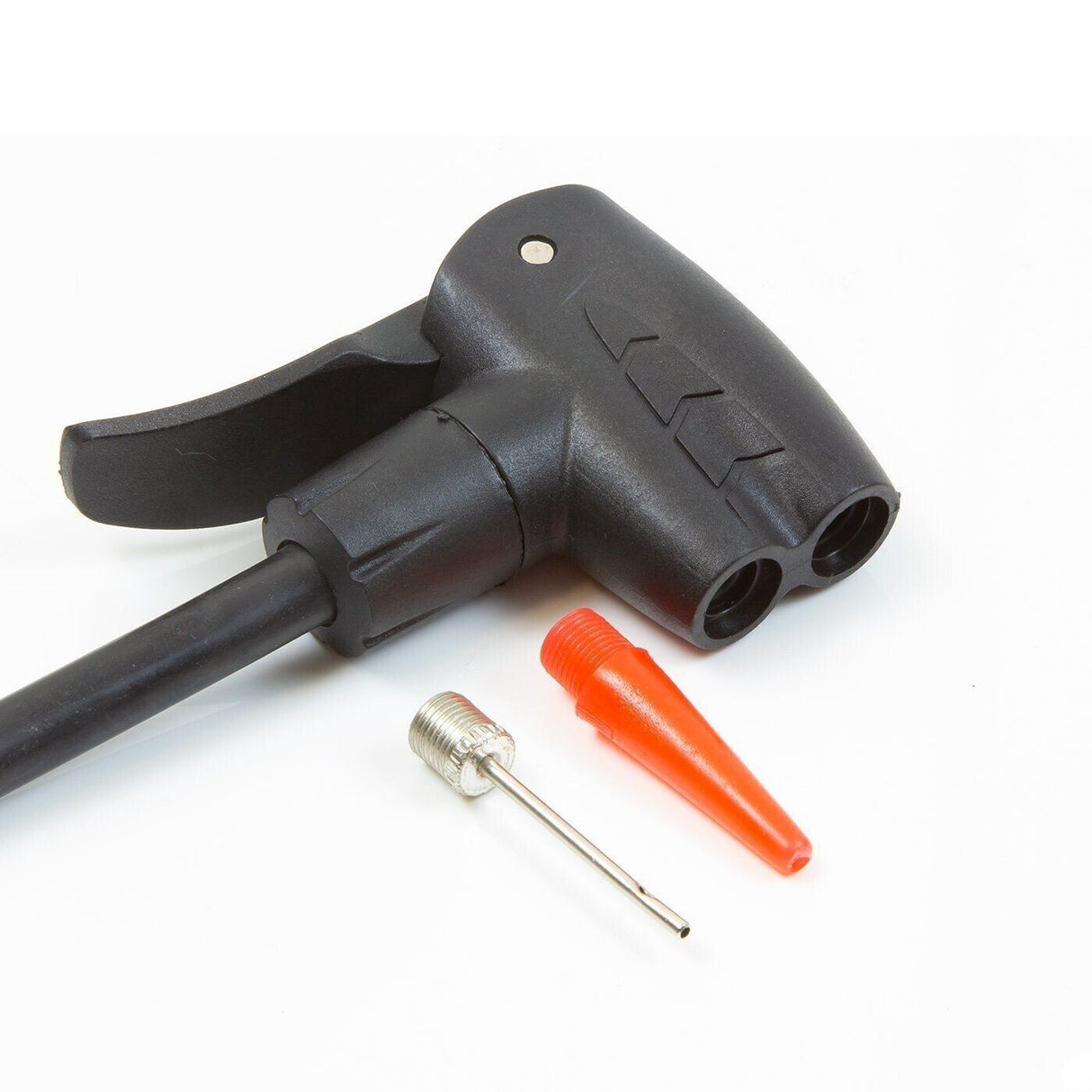 Clarks Bicycle Track Pump With Pressure Gauge - Orange - Alloy Body - Dual Head - Sportandleisure.com