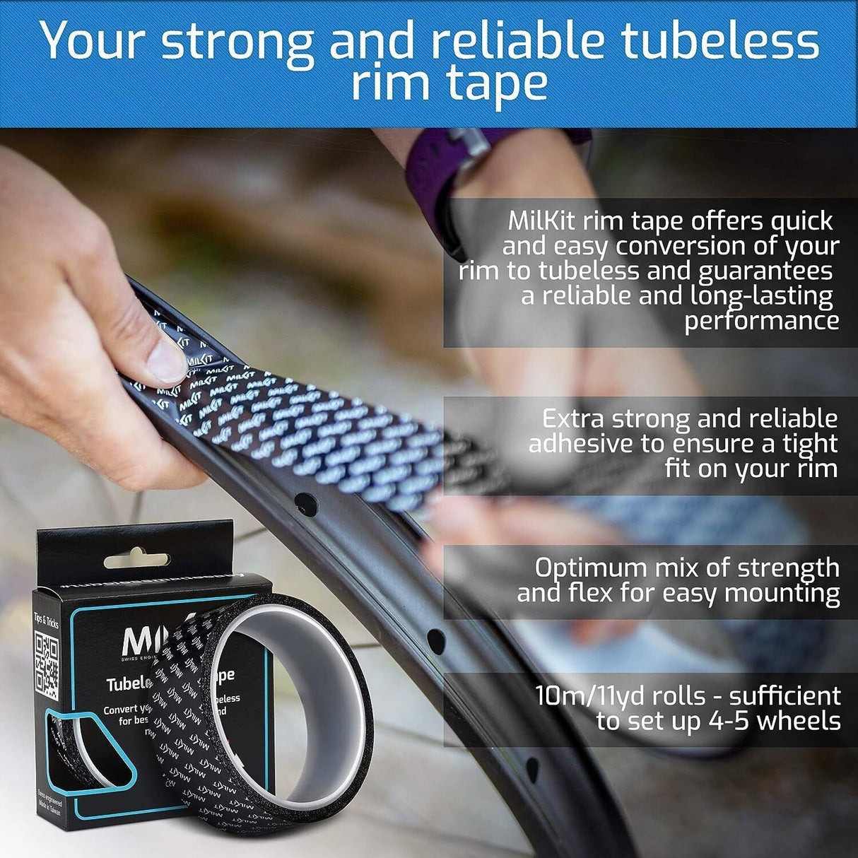 milKit Tubeless Tape - Choose Length - Sportandleisure.com