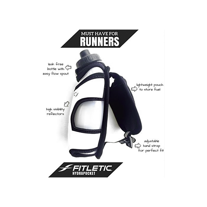 Fitletic HydraPocket - Handheld Water Bottle Carrier - Black / Silver - Sportandleisure.com