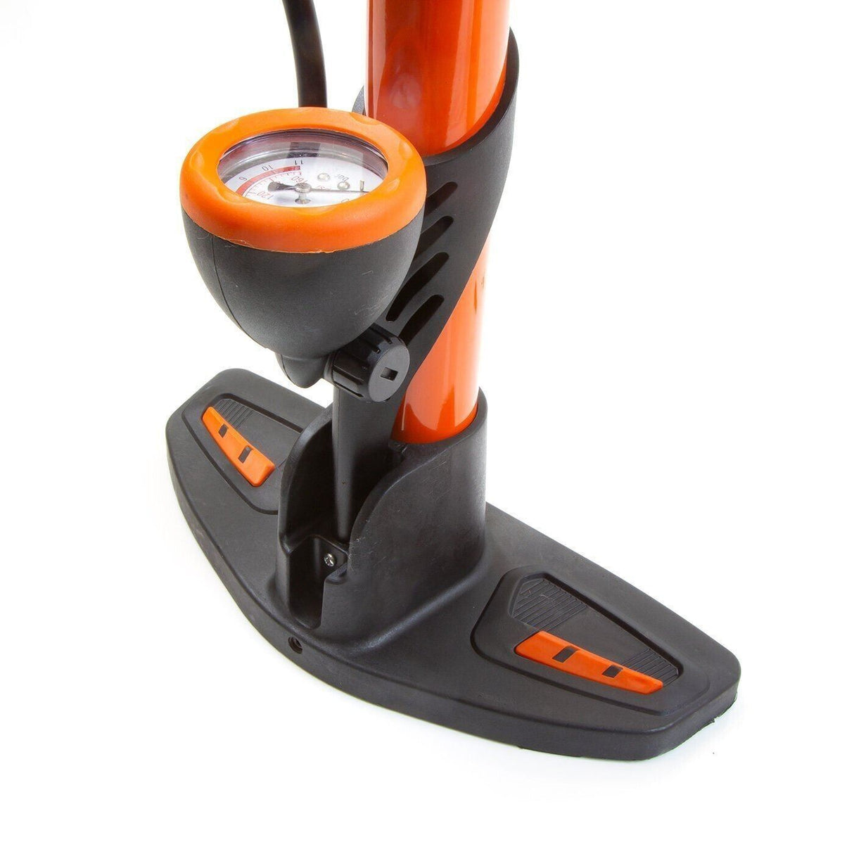 Clarks Bicycle Track Pump With Pressure Gauge - Orange - Alloy Body - Dual Head - Sportandleisure.com