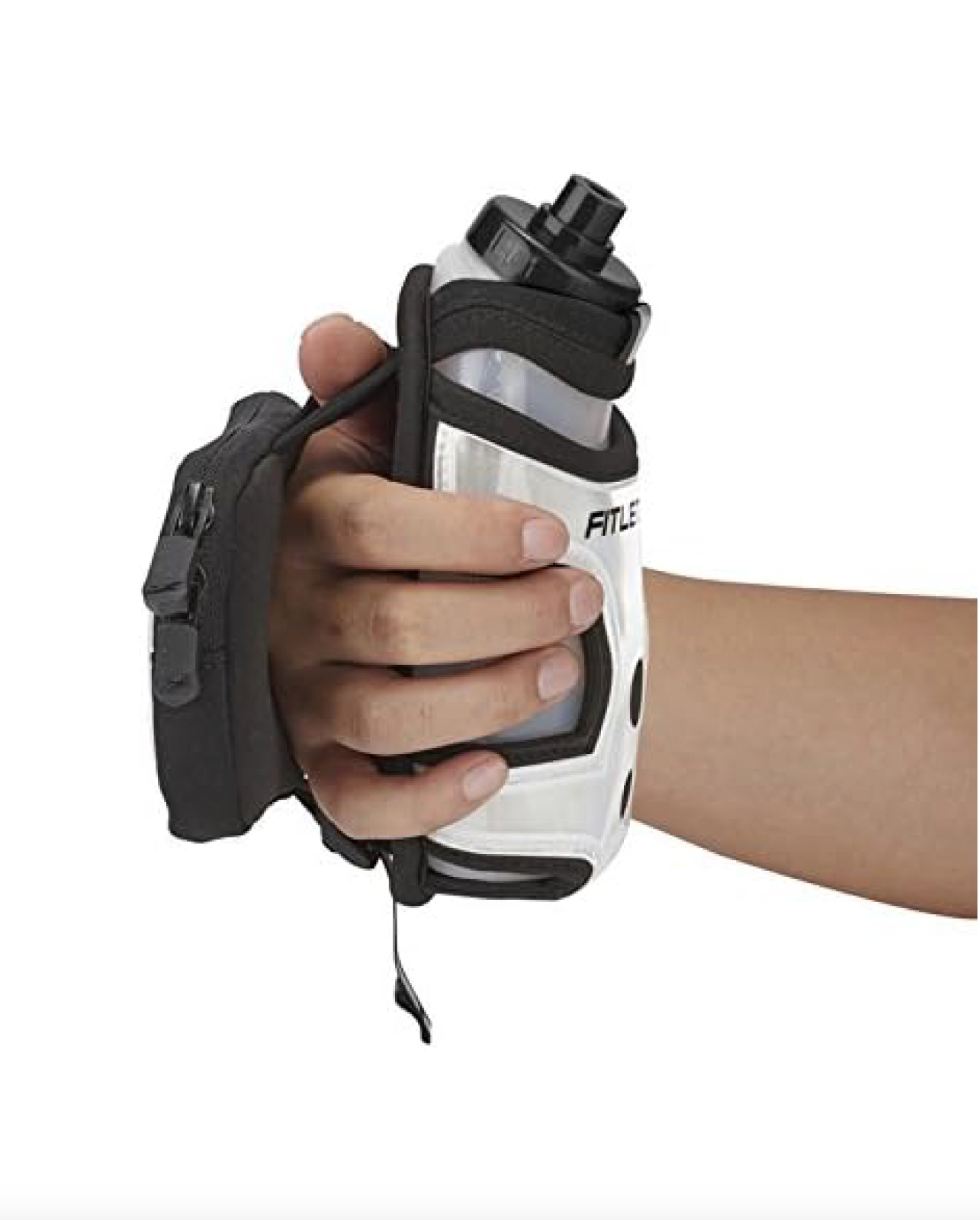 Fitletic HydraPocket - Handheld Water Bottle Carrier - Black / Silver - Sportandleisure.com