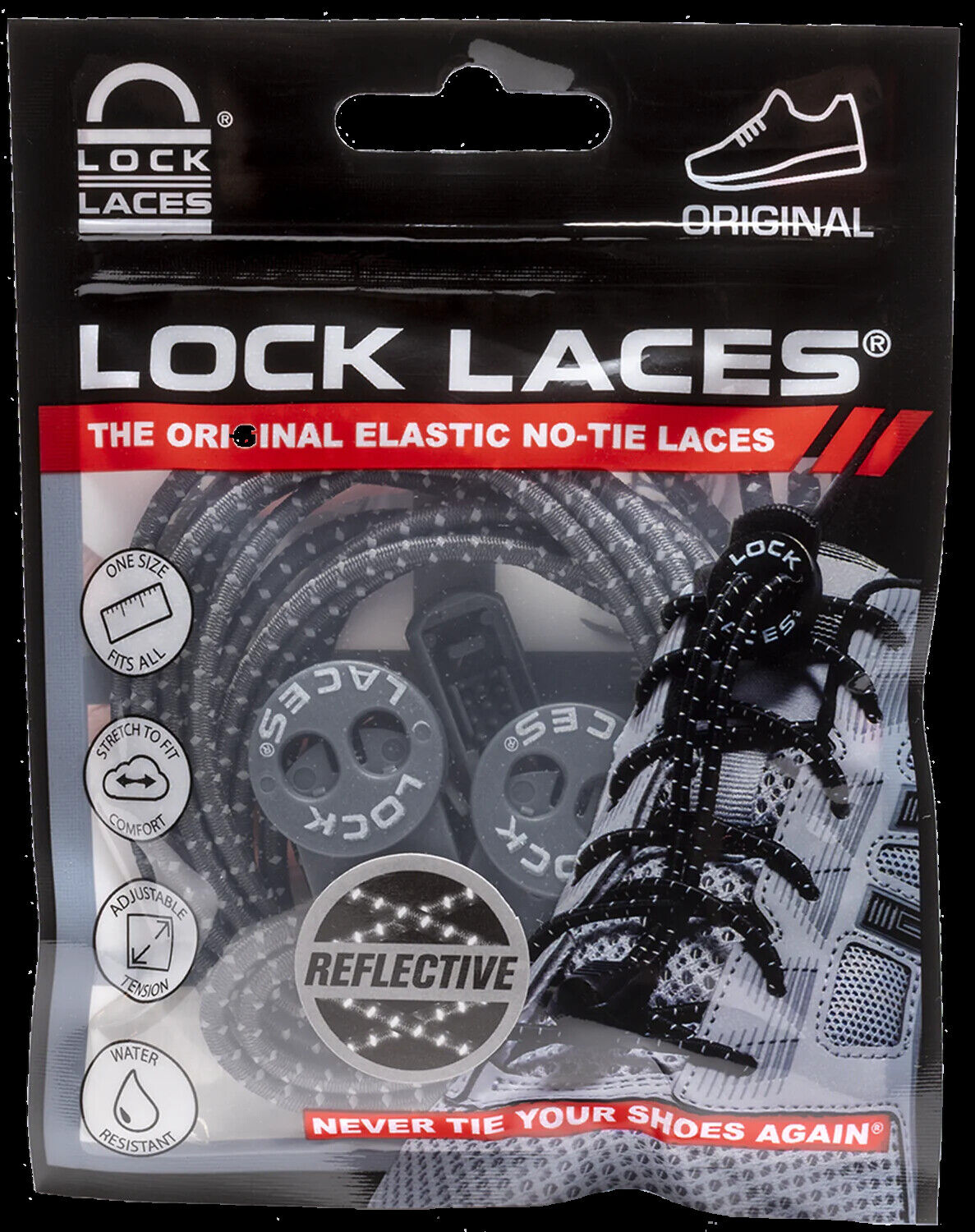Lock Laces Reflective Elastic No Tie Shoe Laces - Sportandleisure.com