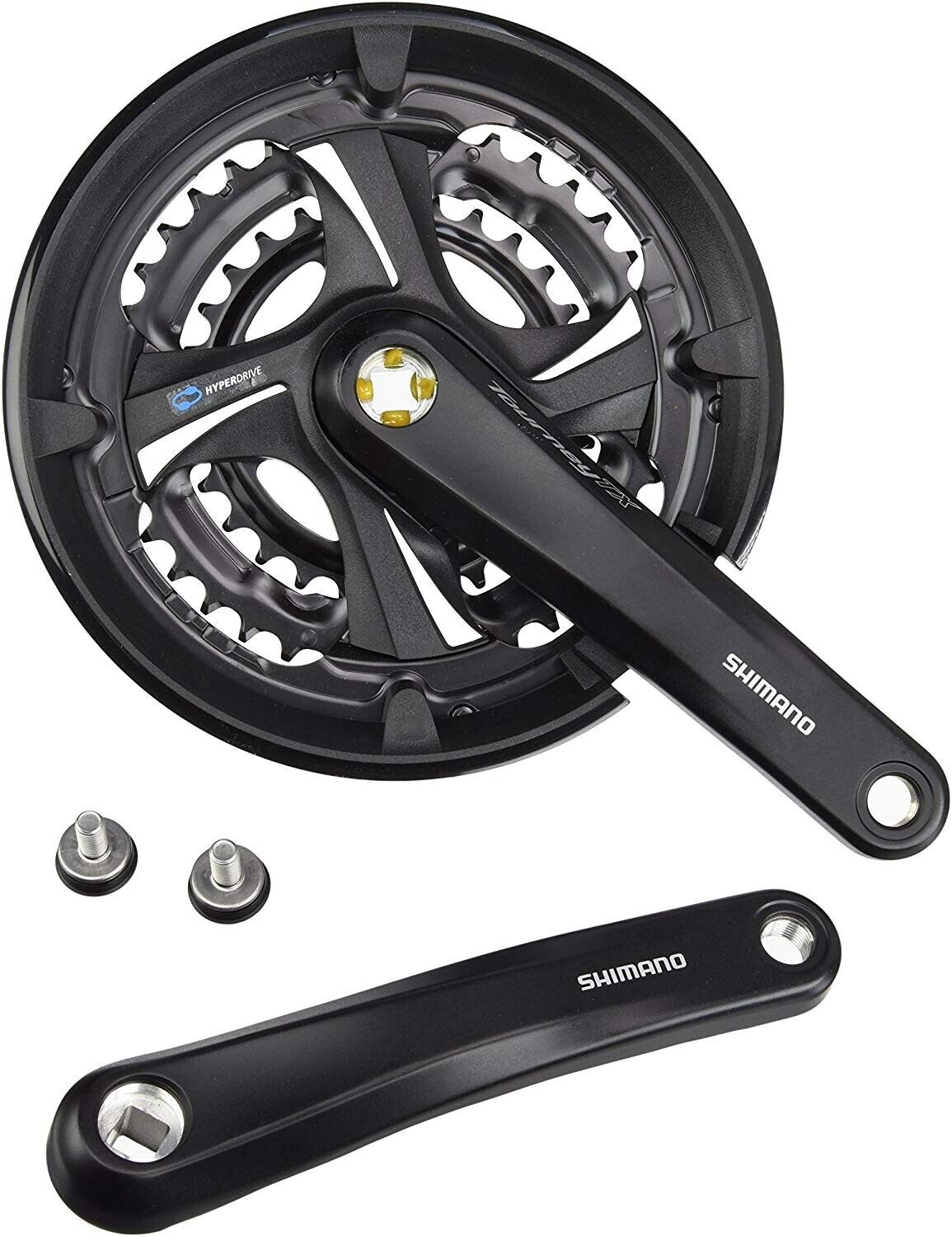 Shimano FC-TX801 Tourney Triple Chainset With Chainguard - 48/38/28T - 7 / 8 Spd - Sportandleisure.com