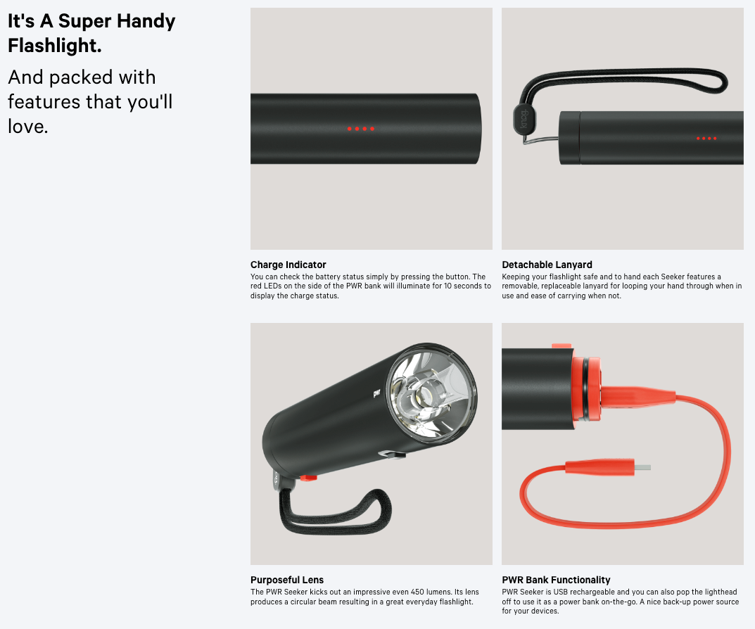 Knog PWR Seeker Flashlight - 450 Lumens - Sportandleisure.com