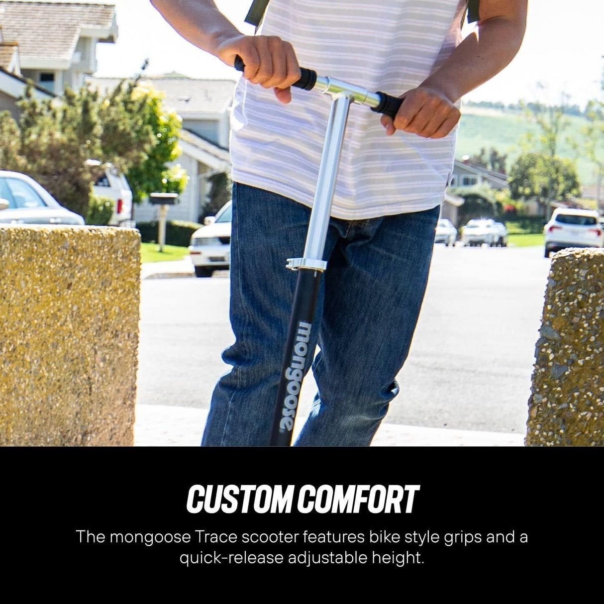 Mongose Trace 200 Folding Push/Kick Scooter - Black & Grey - Sportandleisure.com