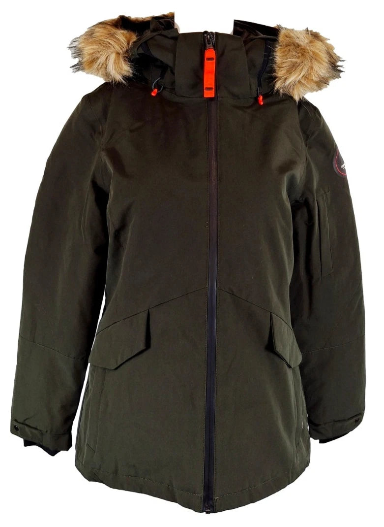 ICEPEAK Brea Womens Parka Polyester Hooded Outdoor UK 12 Jacket - Dark Green - Sport & Leisure