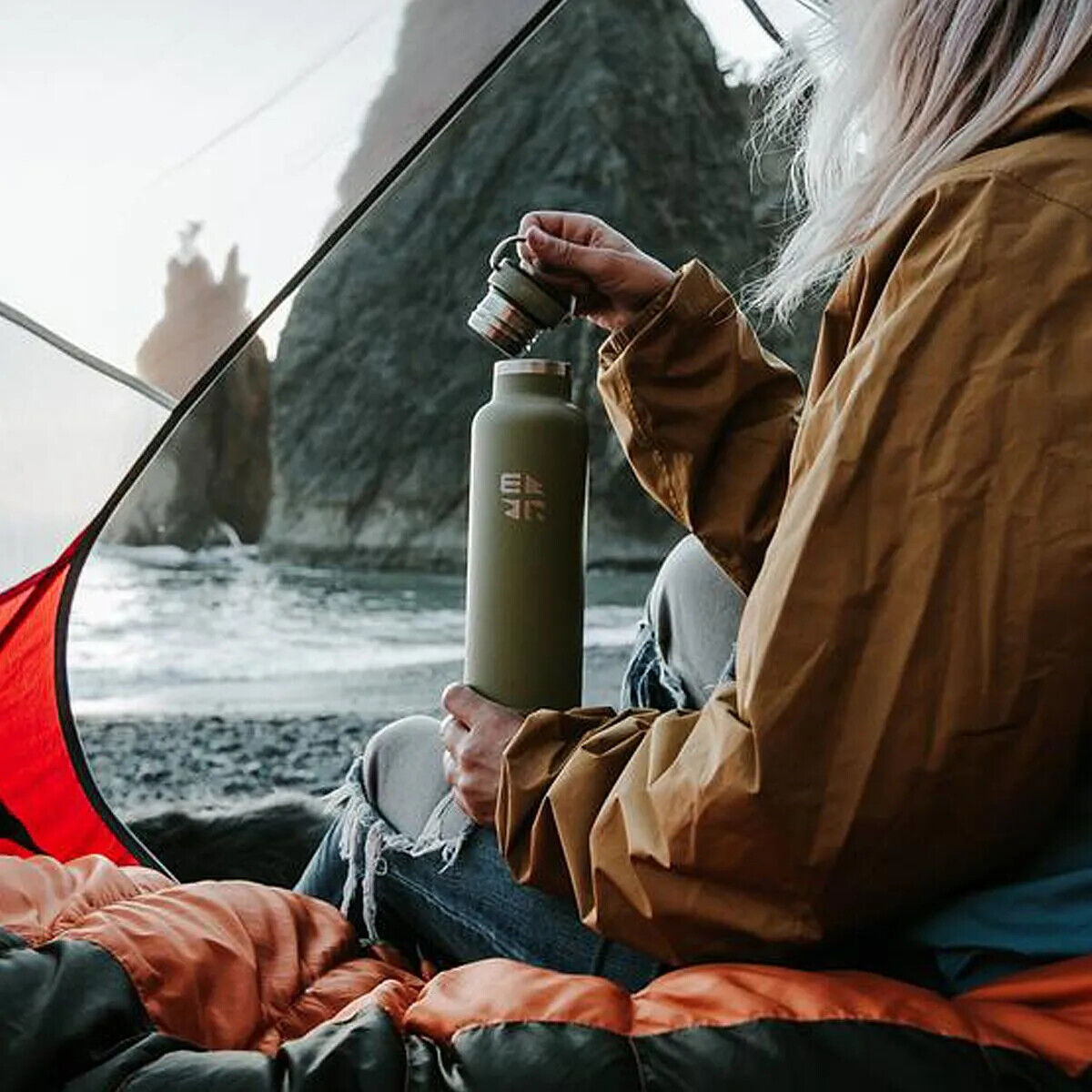 Earthwell Woodie Vacuum Bottle - Maple Cap - 650ml - Sportandleisure.com