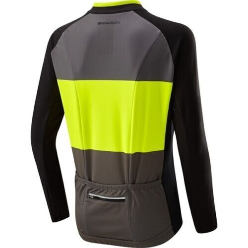 Madison Sportive Youth Long Sleeved Thermal Jersey- Age 9 - 10 - Yellow / Black - Sportandleisure.com