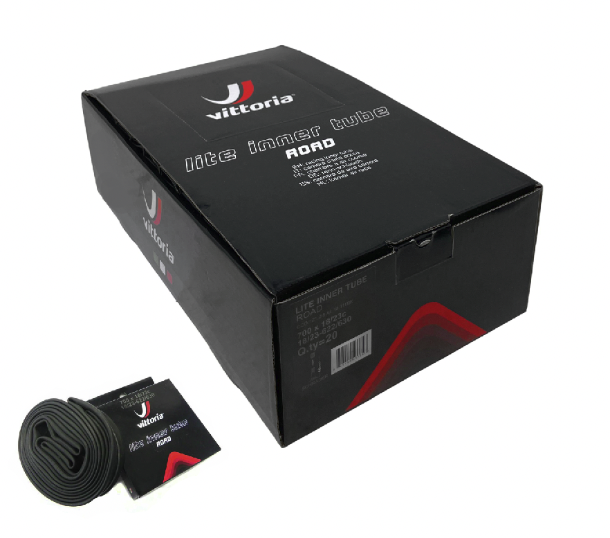 Vittoria Lite Road Inner Tube 700 x 18-23mm - 48mm Schrader Valve - 20 Piece Box - Sportandleisure.com