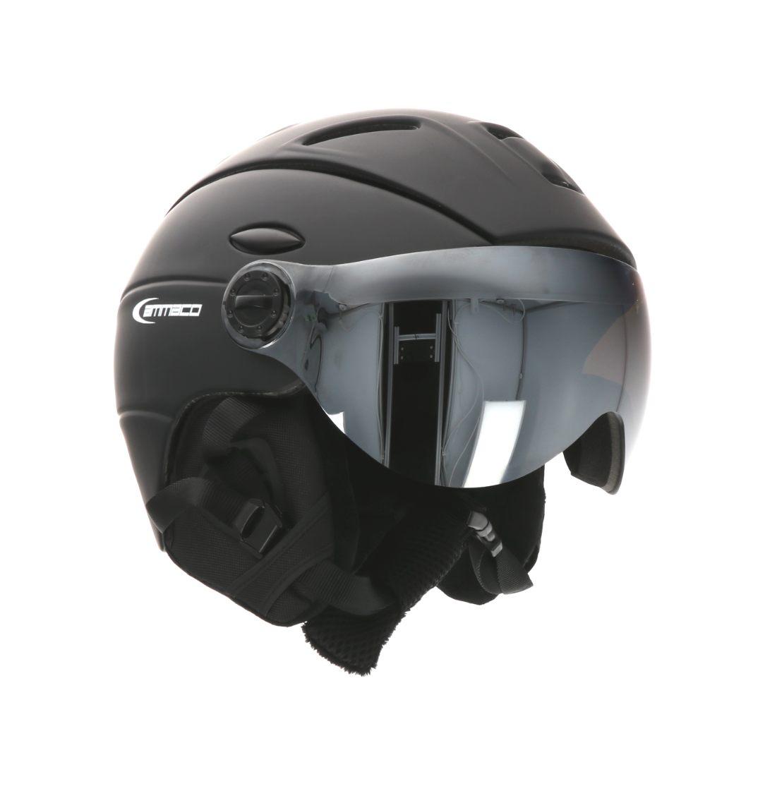Ammaco 12 Vent Visor Ski Helmet Black - Mirror Silver & Yellow Low Light Lens - Sportandleisure.com (6968169201818)