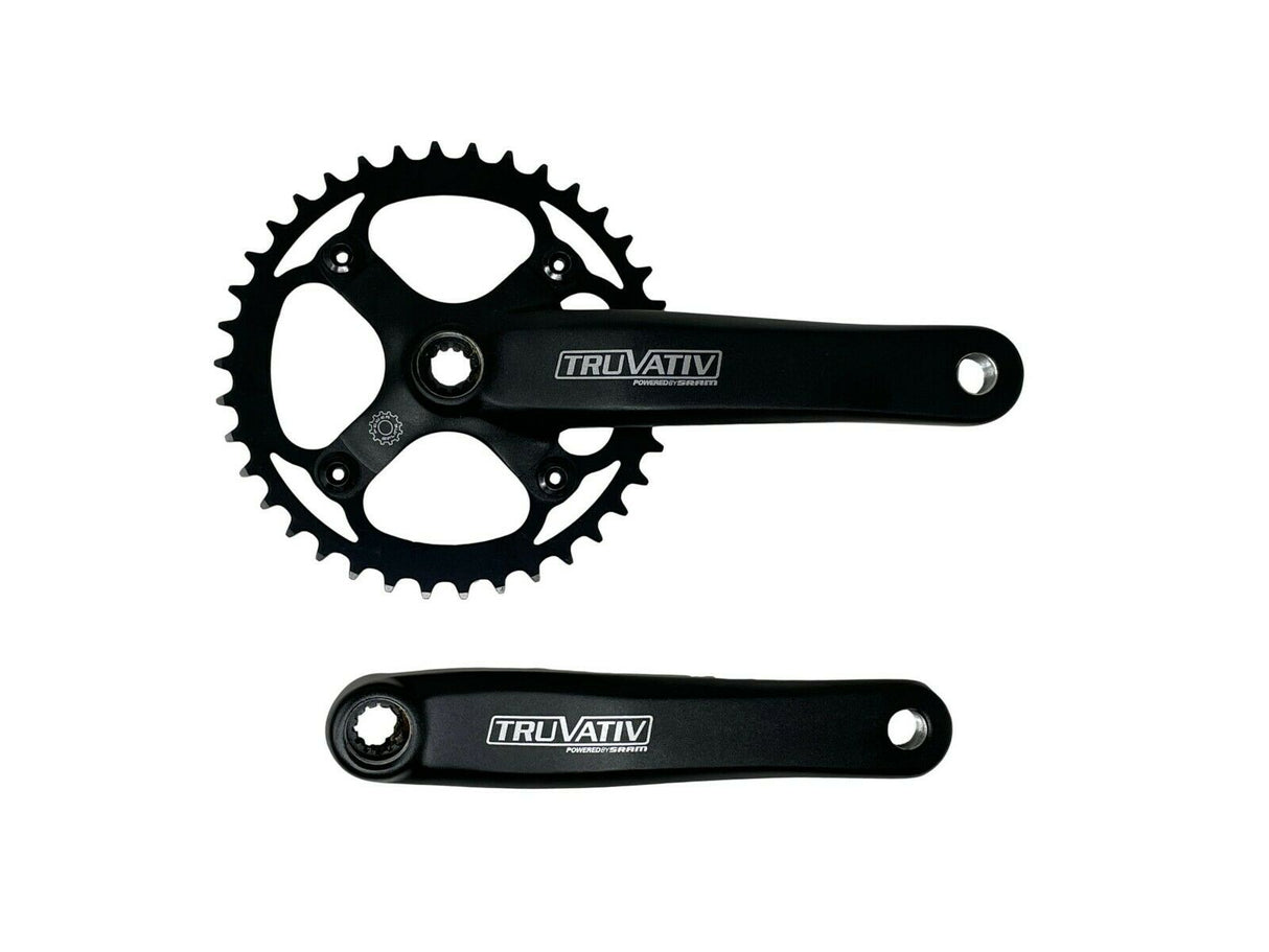 Truvativ E400 38T 1 x 9 Power Spline Chainset - 175mm Arm - Black - Sportandleisure.com (6968175263898)