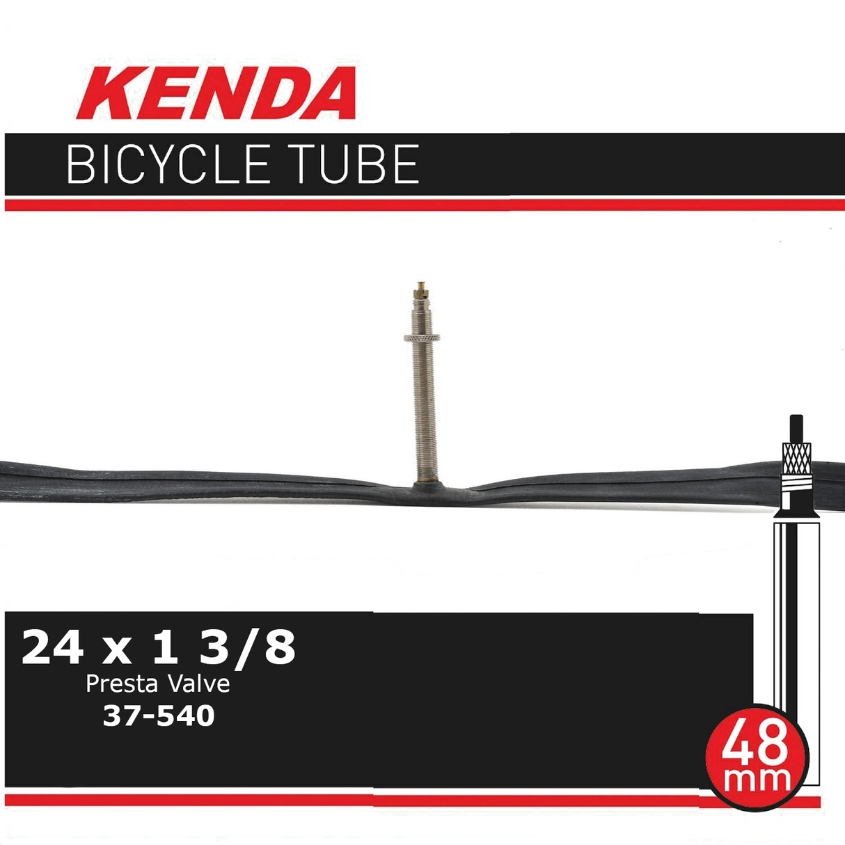Kenda 24" x 1 1/8" Presta Valve Inner Tube - 48mm Valve - Sportandleisure.com (6968056217754)