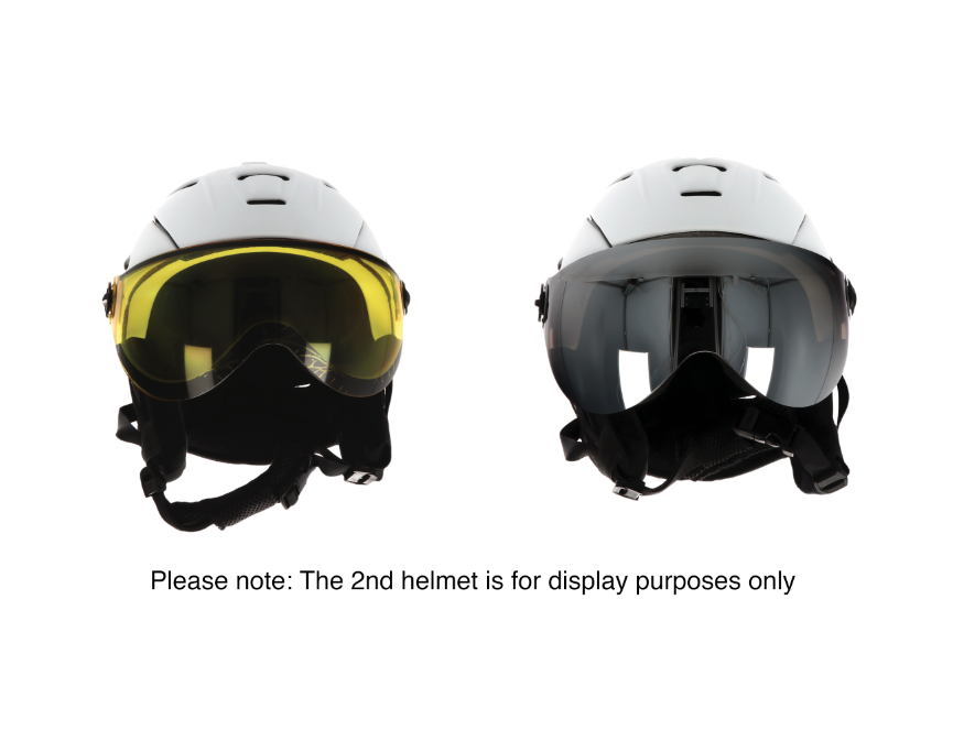 Ammaco 12 Vent Visor Ski Helmet White - Mirror Silver & Yellow Low Light Lens - Sportandleisure.com (6968171069594)