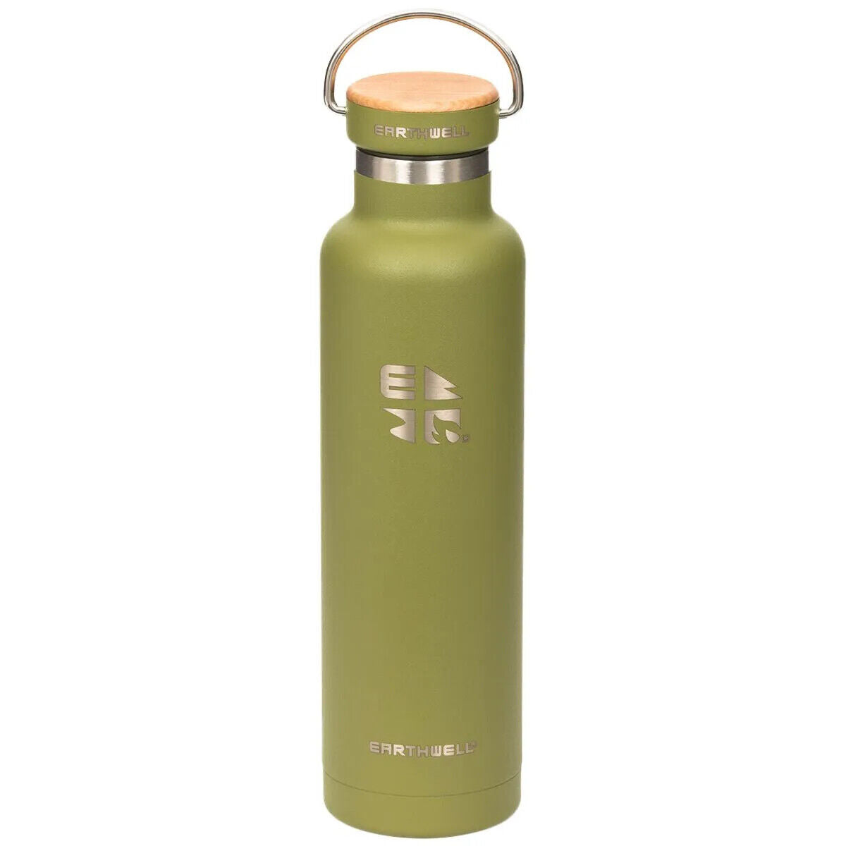 Earthwell Woodie Vacuum Bottle - Beech Wood Cap - 650ml - Select Colour - Sportandleisure.com