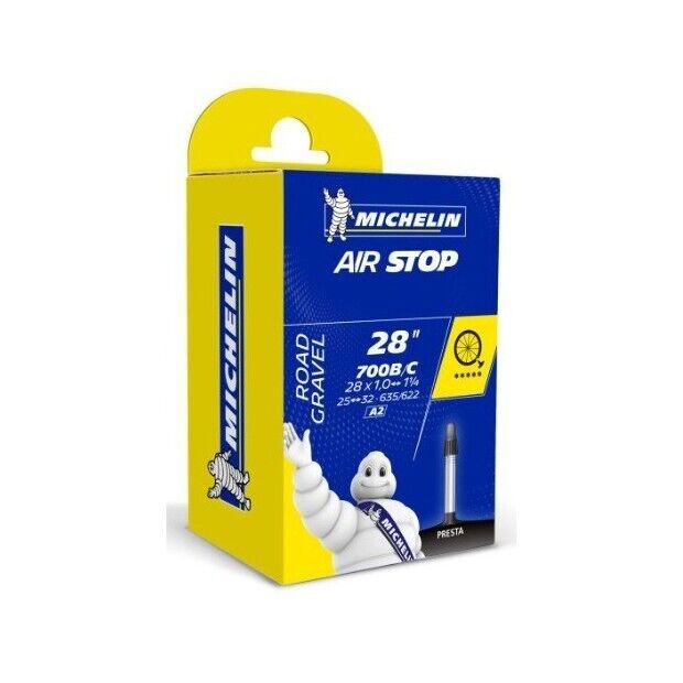 Michelin Air Stop A2 700c x 25 - 32c Road Gravel Inner Tube - Presta - Sportandleisure.com