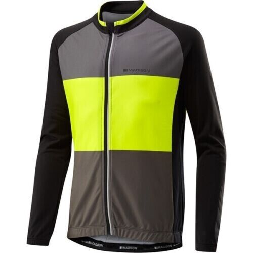 Madison Sportive Youth Long Sleeved Thermal Jersey- Age 9 - 10 - Yellow / Black - Sportandleisure.com