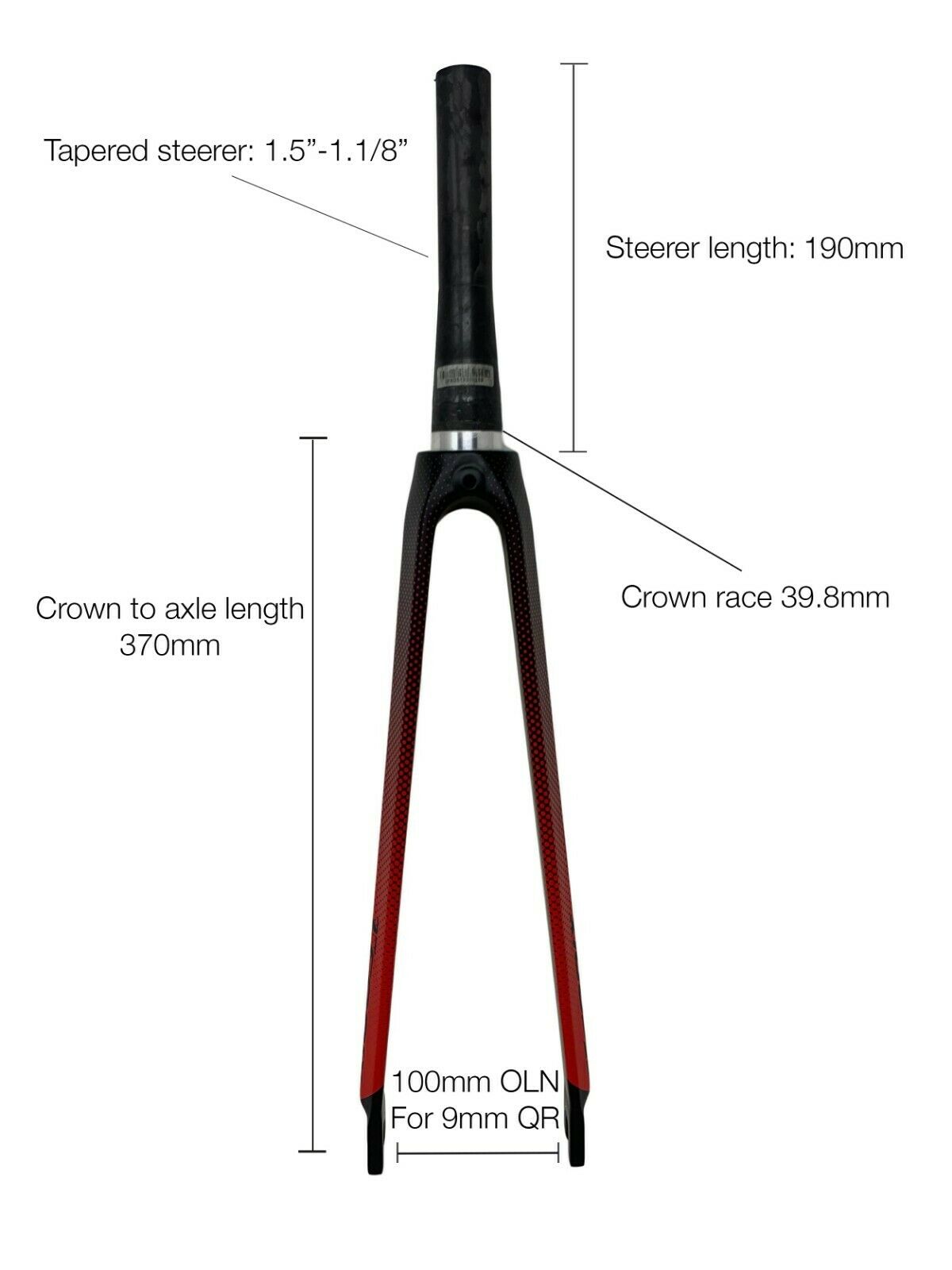 Tropix Carbon Road Bike Fork - 700c - Carbon Steerer - Black & Red - 1.5-1.1/8" - Sportandleisure.com (6967884382362)