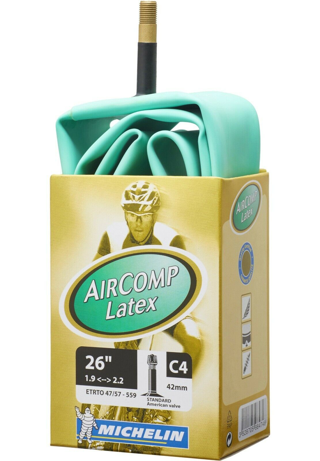 Michelin C4 AirComp Latex MTB Bike Tube - 26 x 1.9 - 2.20 - 42mm Schrader Valve - Sportandleisure.com (6968030691482)