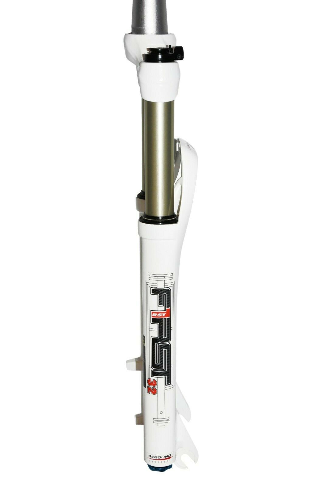 RST First 32 26" MTB Tapered Air Fork - 100mm Travel - Remote Lockout - White - Sportandleisure.com (6968046846106)