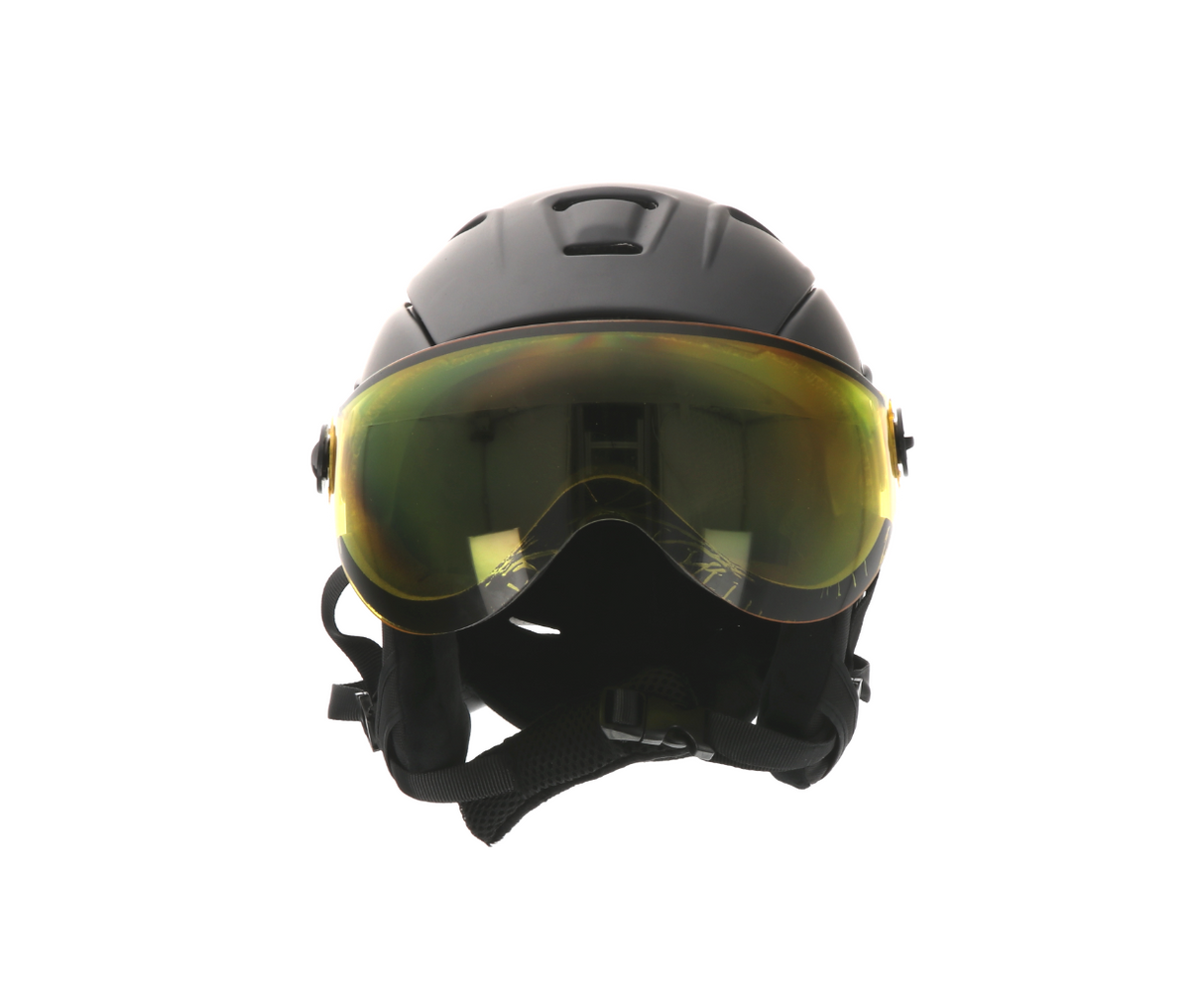 Ammaco 12 Vent Visor Ski Helmet Black - Mirror Silver & Yellow Low Light Lens - Sportandleisure.com (6968169201818)