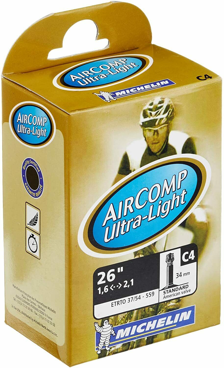Michelin C4 AirComp Ultralight MTB Tube - 26 x 1.6 - 2.1 - 34mm Schrader Valve - Sportandleisure.com (6968075124890)
