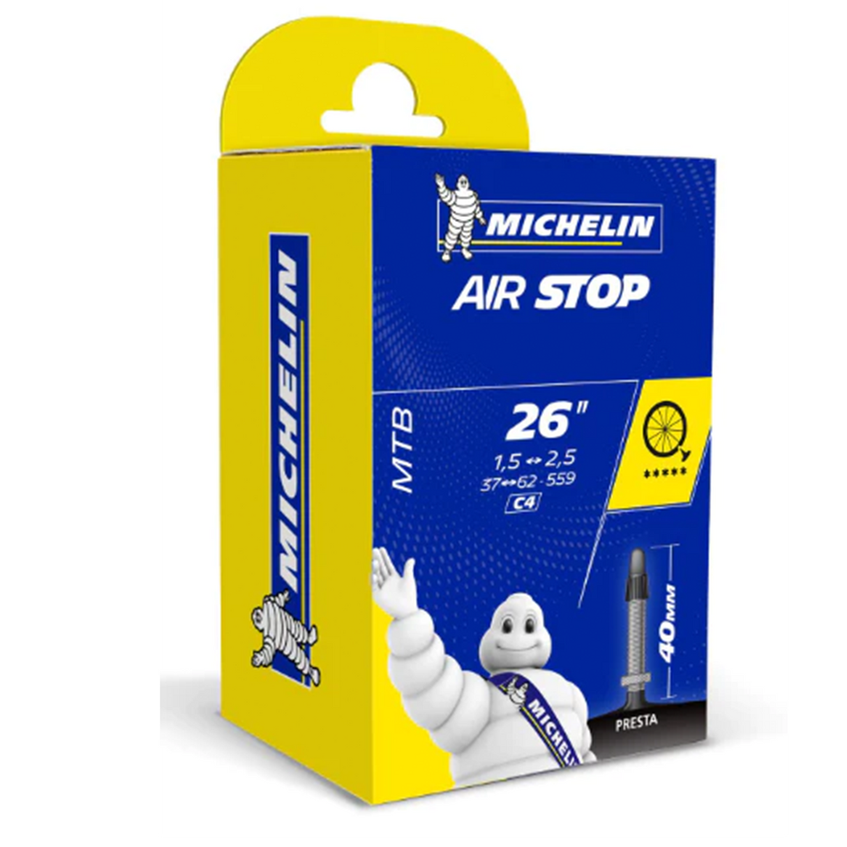 Michelin 26" Lightweight Air Stop Innertube - 26 x 1.5-2.5" - Presta Or Schrader - Sportandleisure.com