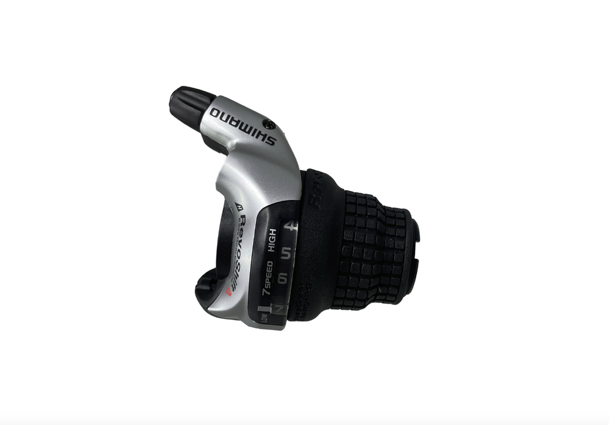 Shimano RS41 Grip Shift Gear Shifter Set - 7 x 3 - Including Gear Wire - Silver - Sportandleisure.com