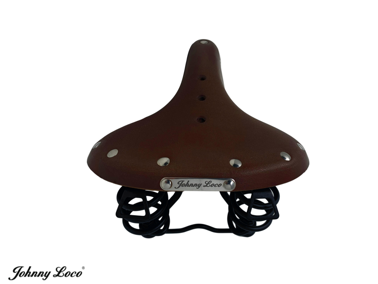 Johnny Loco Classic Cruiser Style Real Leather Saddle With Suspension - Brown - Sportandleisure.com (6968129388698)