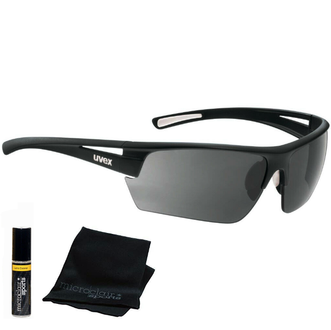 Uvex Gravic Sports Performance Sunglasses - Black With Free Cloth & Cleaner - Sportandleisure.com (6968028594330)