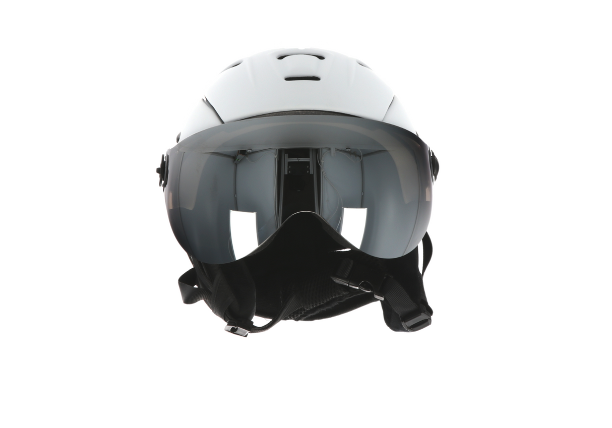 Ammaco 12 Vent Visor Ski Helmet White - Mirror Silver & Yellow Low Light Lens - Sportandleisure.com (6968171069594)